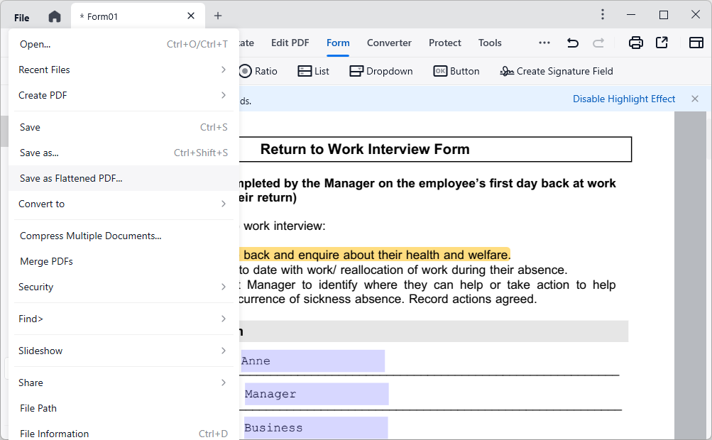 remove fillable fields from pdf cisdem07