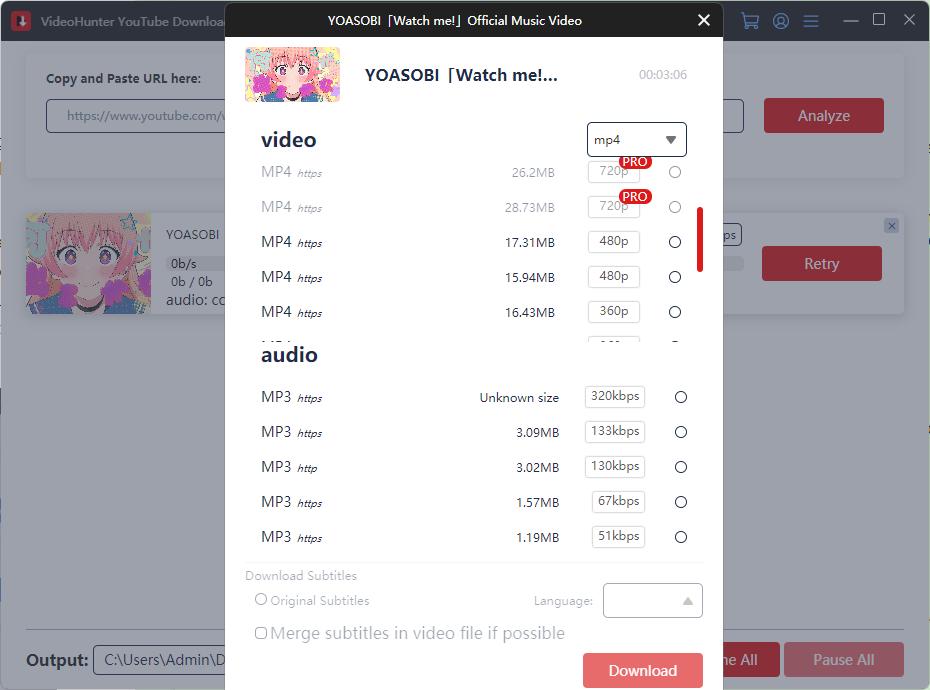 videohunter yt to mp3 downloader