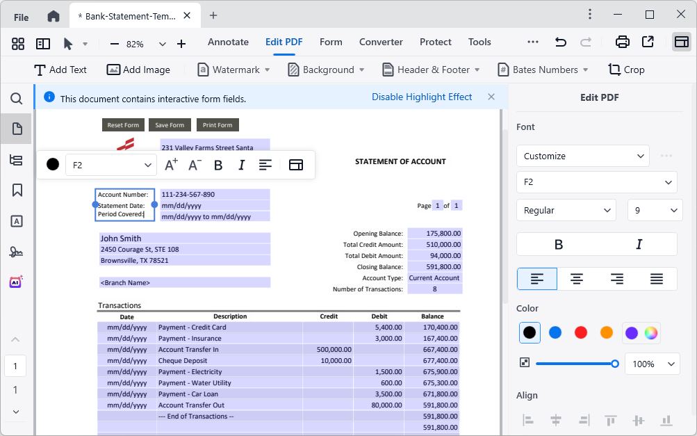 edit bank statement cisdem03
