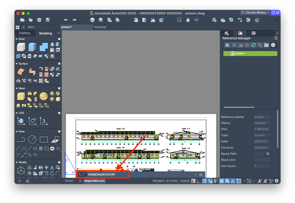 recover with command 01