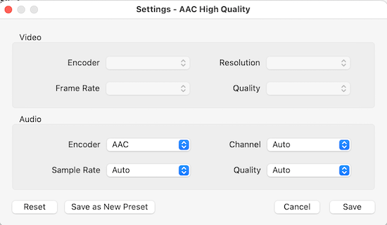 aac settings