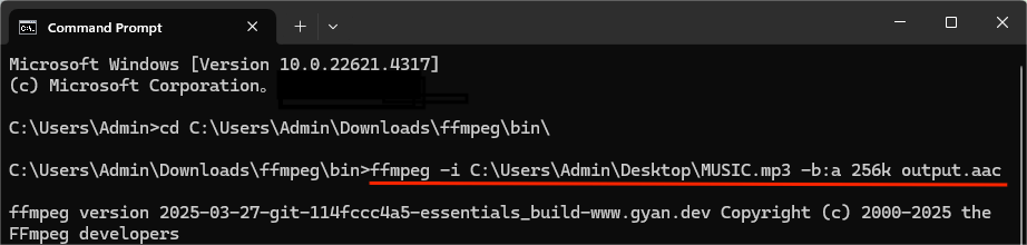 ffmpeg convert mp3 to aac