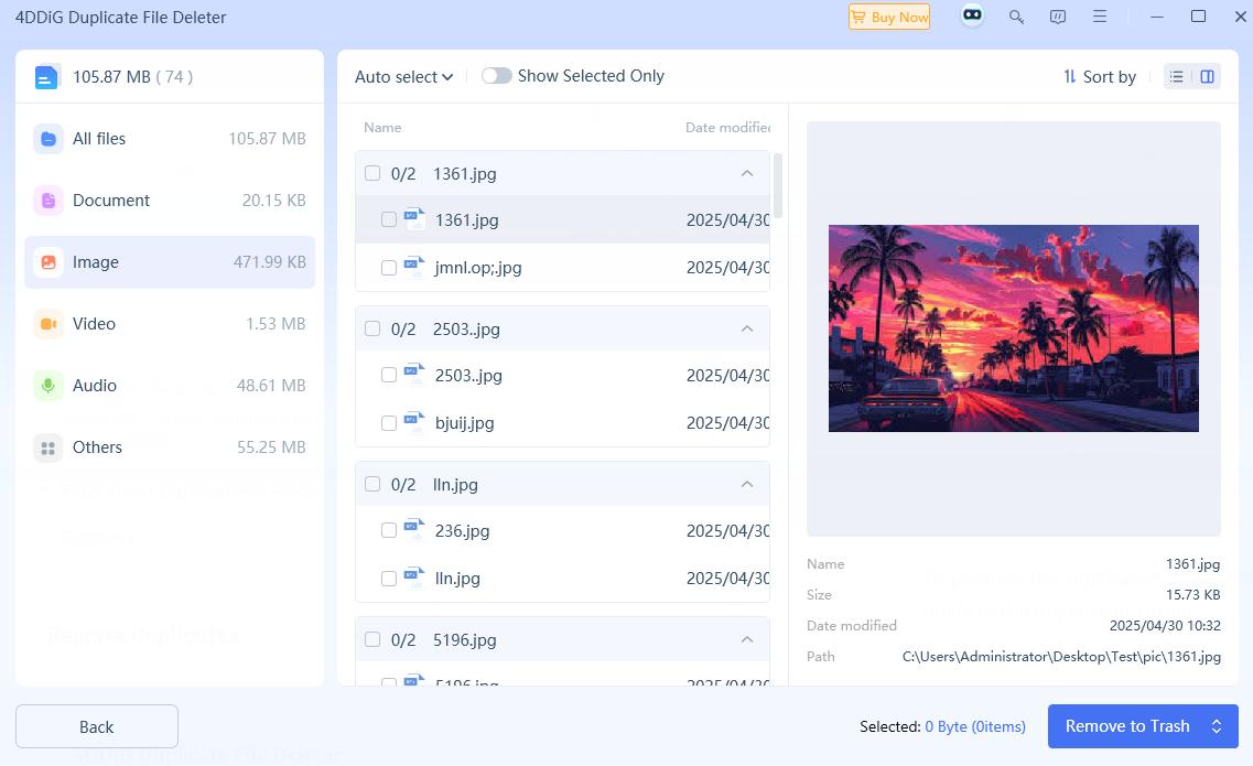 preview duplicate images in 4DDiG duplicate file deleter