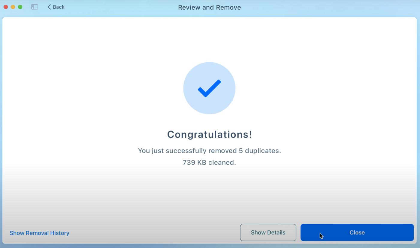 Nektony Duplicate File Finder cleaned