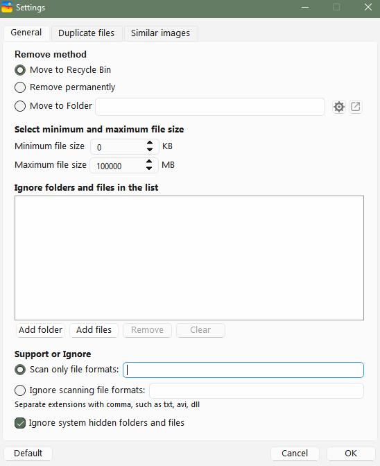 the Settings window showing that Remove permanently is selected