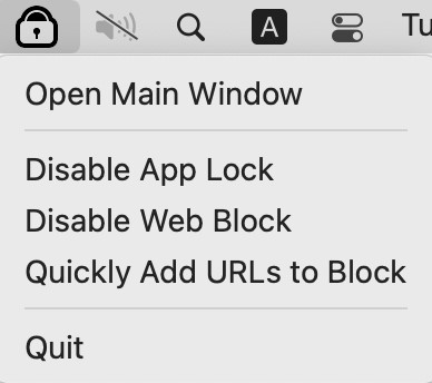 clicking the lock icon bringing up an Open Main Window option