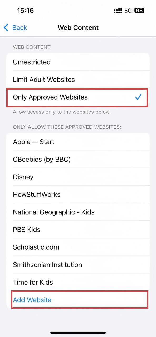 add approved websites