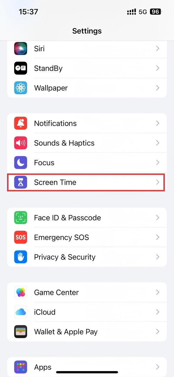 go to Screen Time