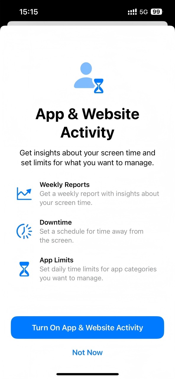 turn on App & Website Activity