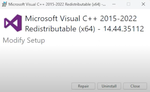 repair visual c++02