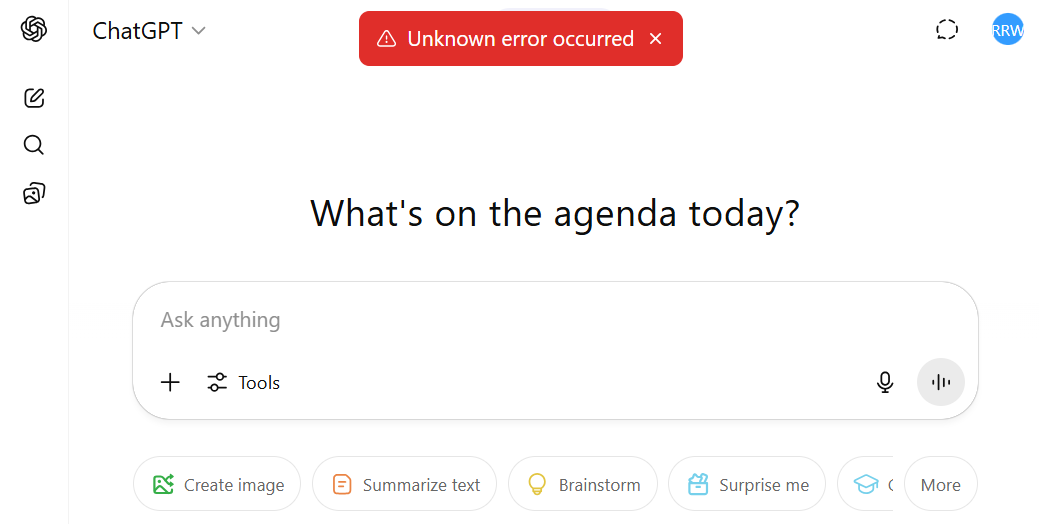 unknown error occurred chatgpt01