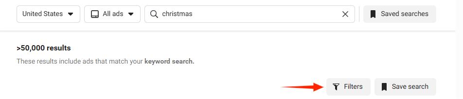 filter ad library search results