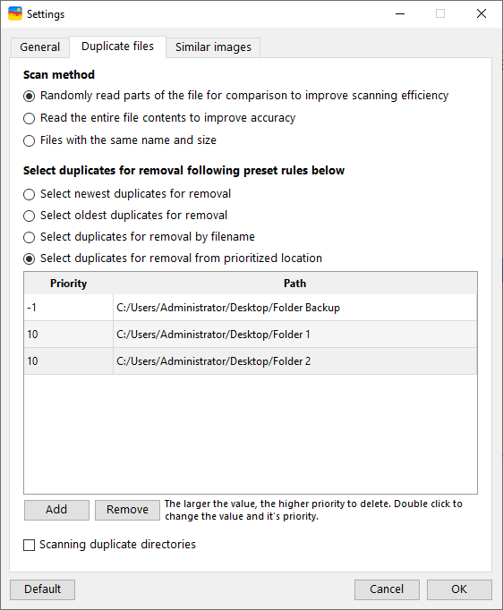 the Select by Priority rule