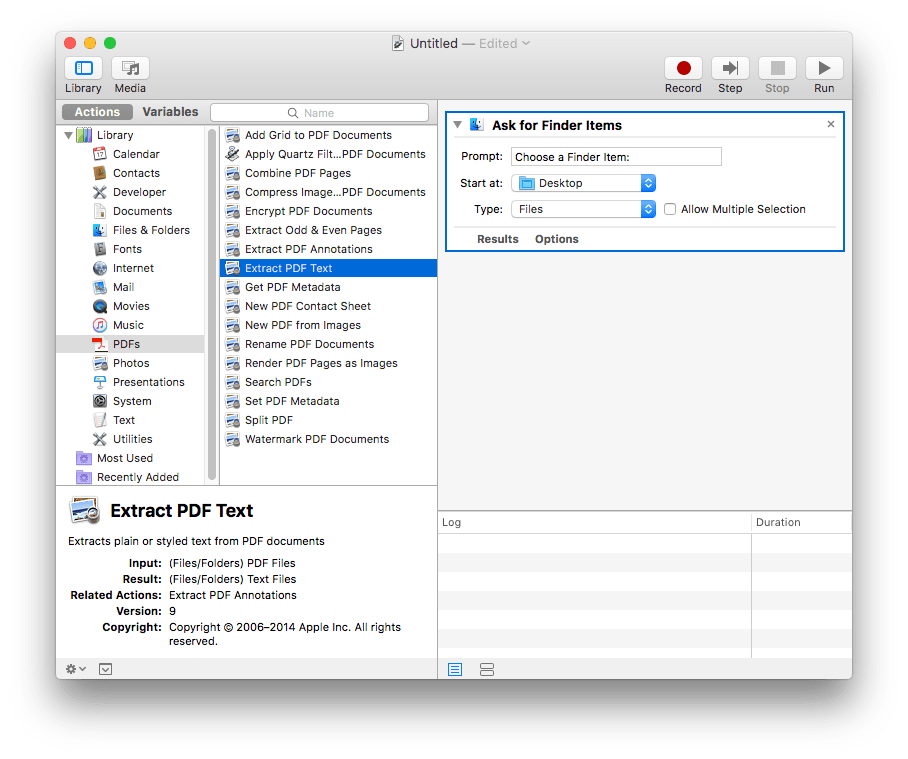 automator cannot convert pdf to excel