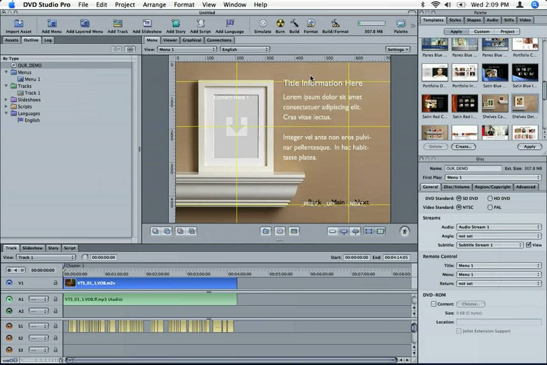 Apple DVD Studio Pro interface