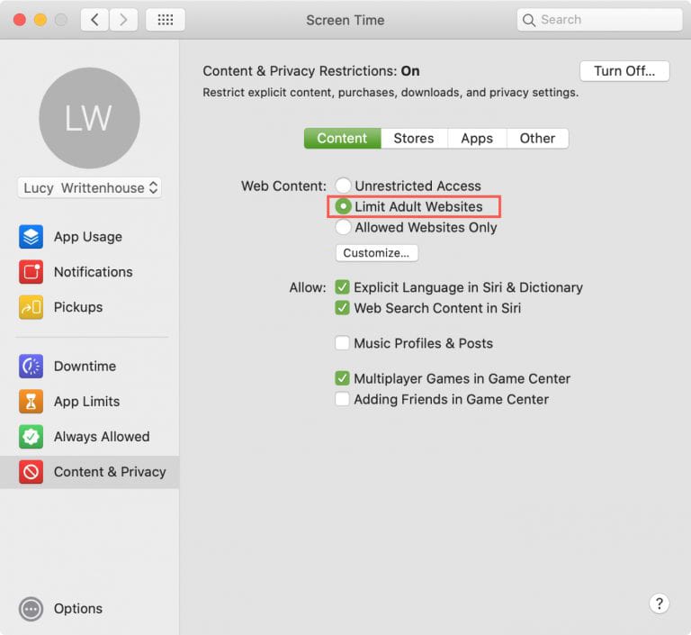 bloquear sites adultos via tempo de tela 01